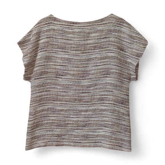 Lafayette 148 New York Top Womens 12 Textured Neutral Knit Silk Cotton Blouse - Picture 5 of 6